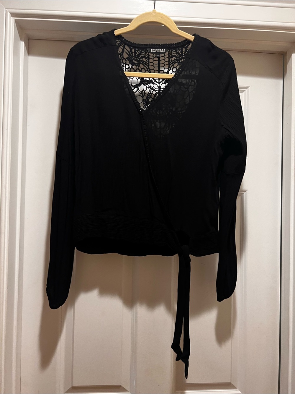 Express Black Lace-Back Blouse